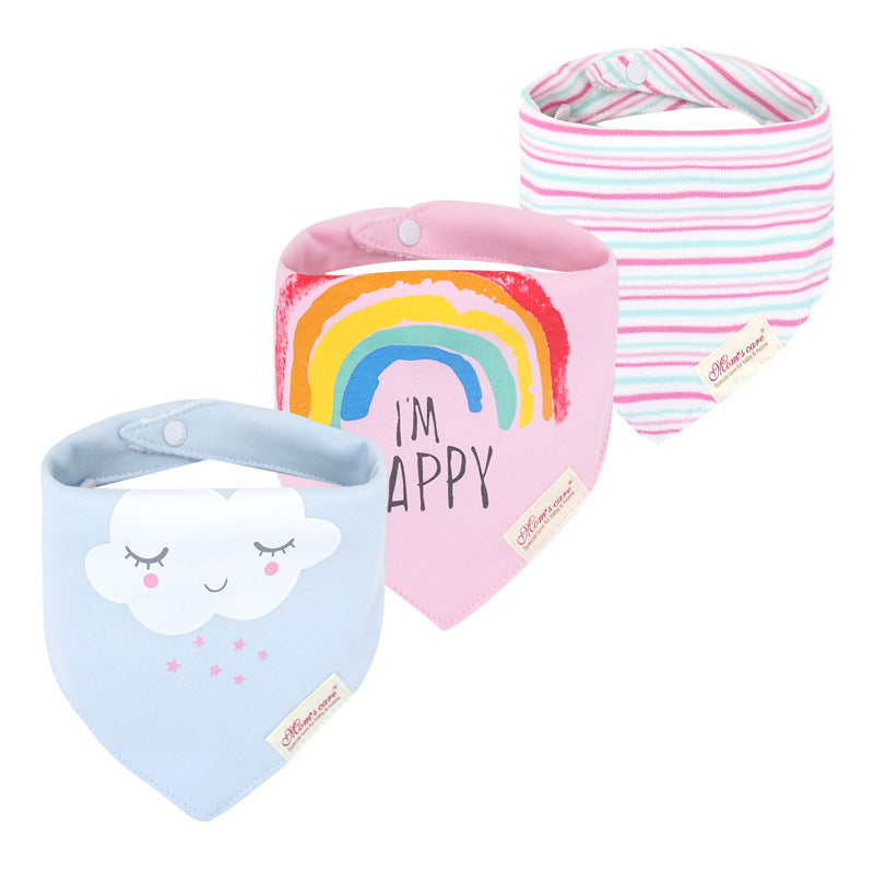 Baby Girl Cotton Towel Bibs 3 Piece Pack - Little Kooma