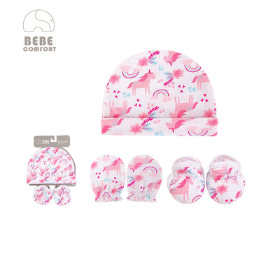 Copy of Bebe Comfort Hats n Scratch Mittens n Booties 5 Pcs Set Unicorn BC73134 - Little Kooma