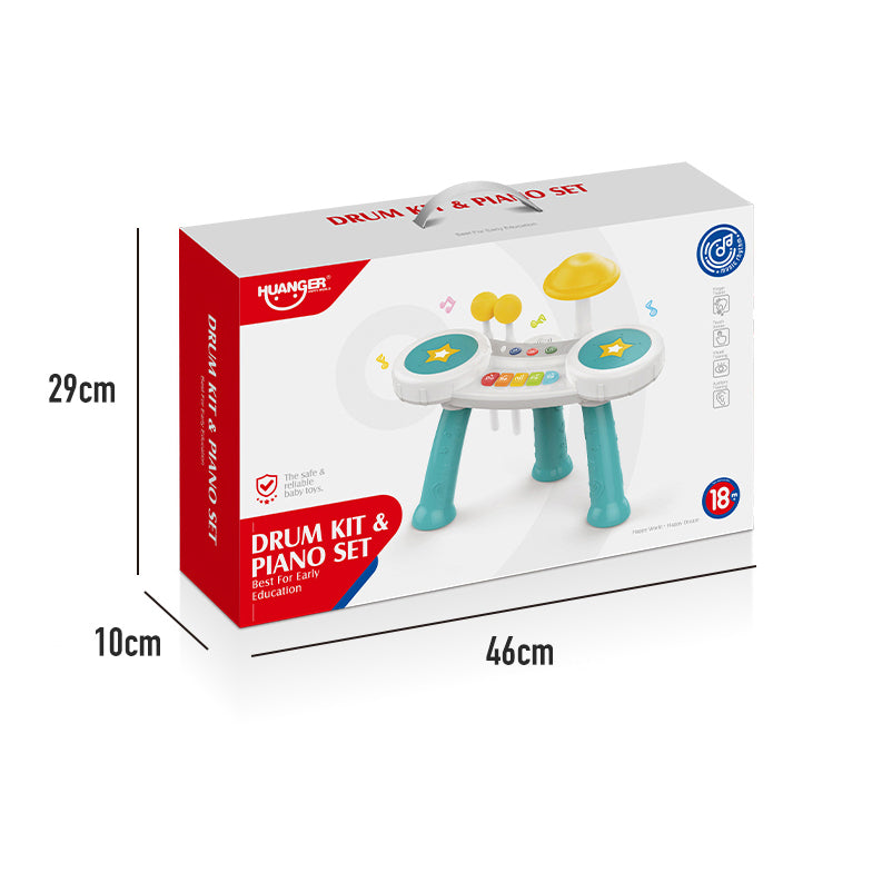 Kids Drum Set 3-6 Years Child Drum Plus Piano Toy Set For Early Learning Toy - Little Kooma