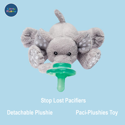 Nookums Paci-Plushies Buddies - Elephant Pacifier Holder - Plush Toy Includes Detachable Pacifier - Little Kooma