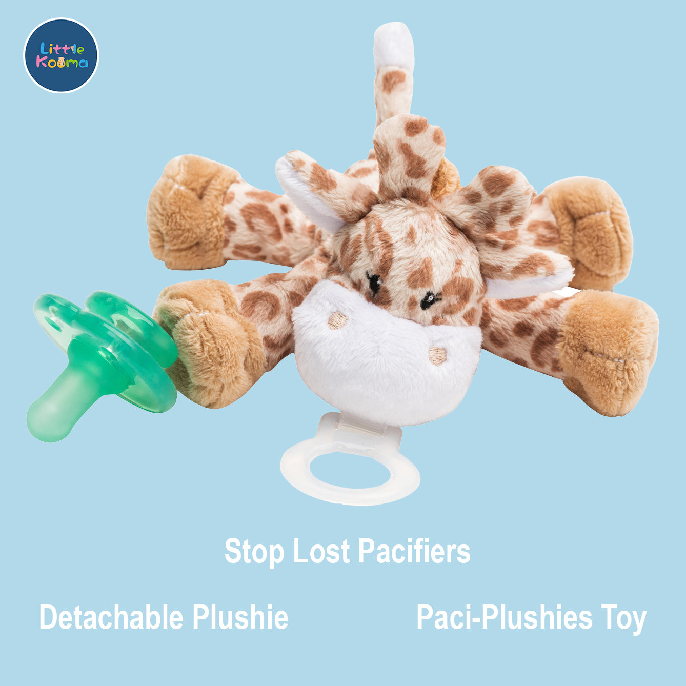 Nookums Paci-Plushies Buddies - Giraffe Pacifier Holder - Plush Toy Includes Detachable Pacifier - Little Kooma