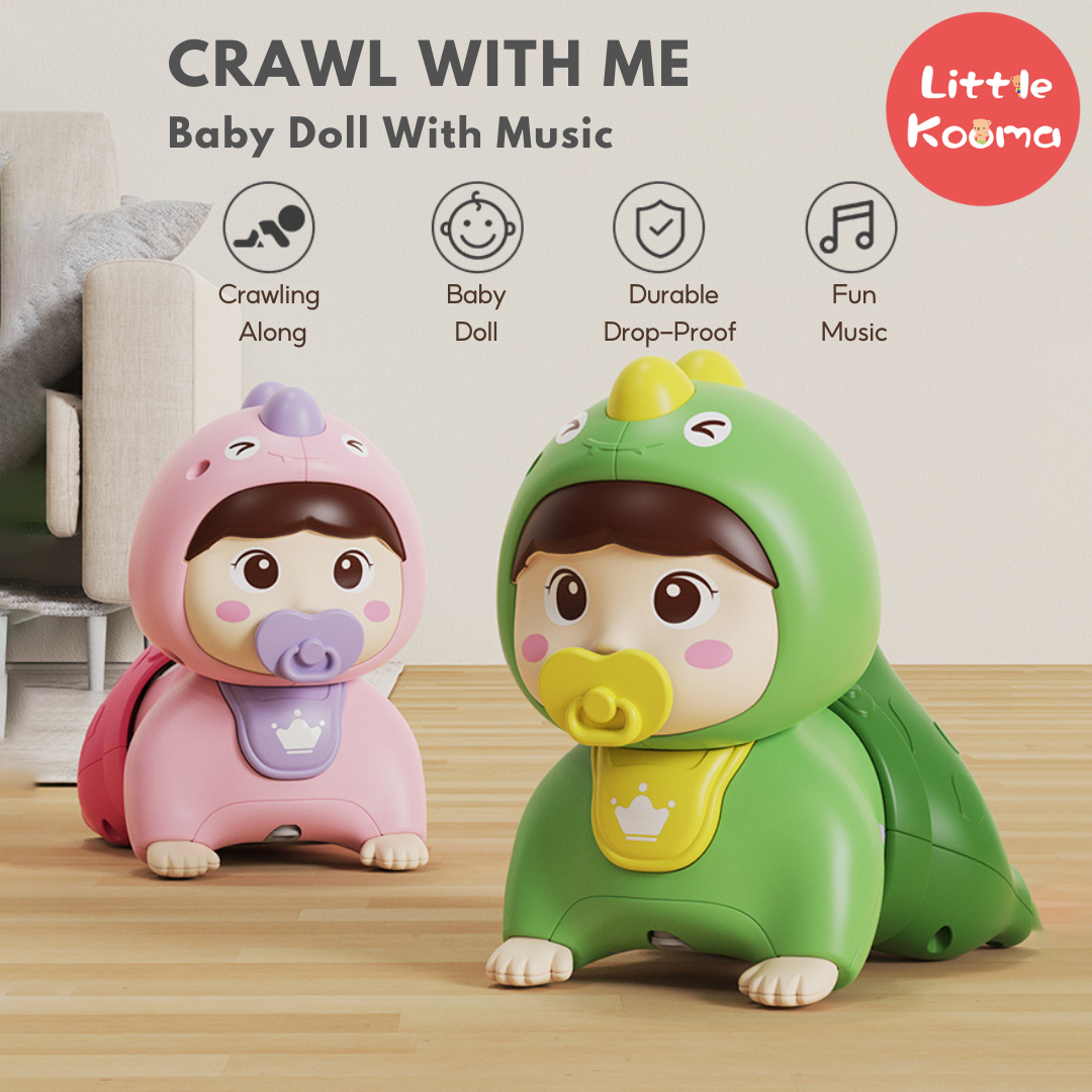 Crawl With Me Baby Doll Toy With Music - Suitable For 3 Months And Above Baby - Little Kooma