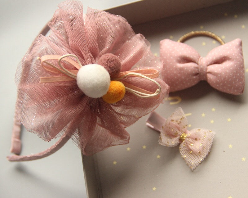 Baby Girl's Headband n Clip n Hair Tie 3 Piece Pack - Little Kooma