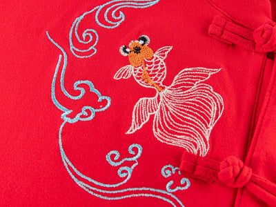 [Pre-order] Baby Kids Boys Cheongsam Set Double Golden Fish Top n Shorts CNY Chinese New Year Outfit - Little Kooma