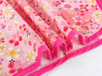 A09 Pink Cheongsam Dress w Red n Yellow Plum Blossoms Flowers - Little Kooma