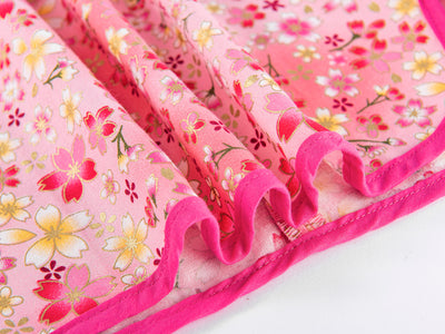 A09 Pink Cheongsam Dress w Red n Yellow Plum Blossoms Flowers - Little Kooma