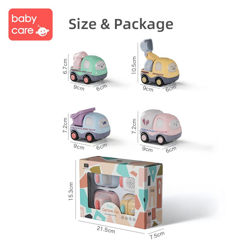 Babycare Baby Toys Mini Cars Set Cartoon Trucks Vehicles Transportation Car Toys for Boys and Girls 4pcs - Little Kooma