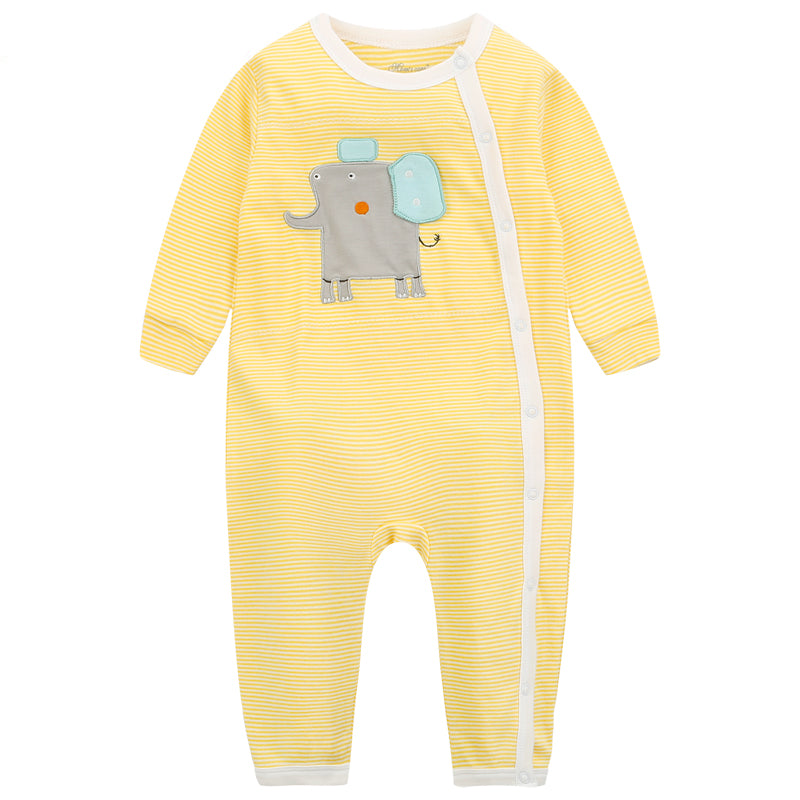 Baby Yellow Stripes Elephant Jumpsuit All In One - Little Kooma