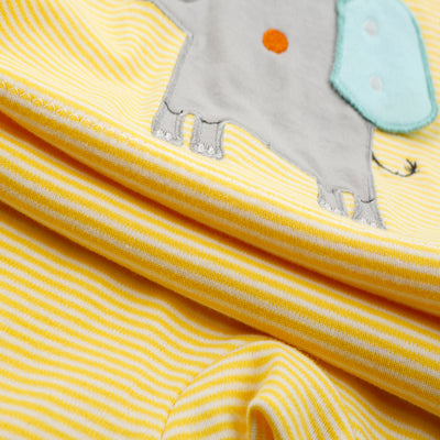 Baby Yellow Stripes Elephant Jumpsuit All In One - Little Kooma