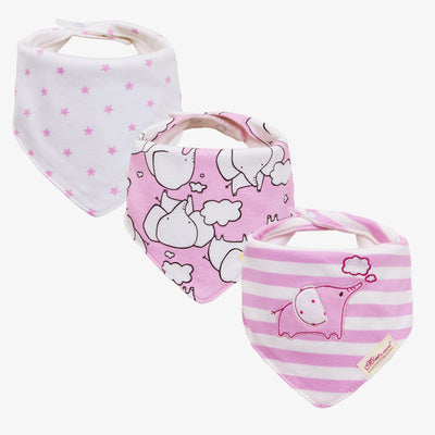 Baby Girl Cotton Towel Bibs 3 Piece Pack - Little Kooma