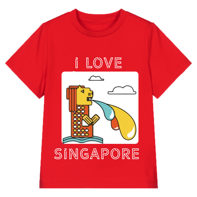 Baby Kids Red T-shirt I Love Singapore Merlion National Day Top Outfit - Little Kooma