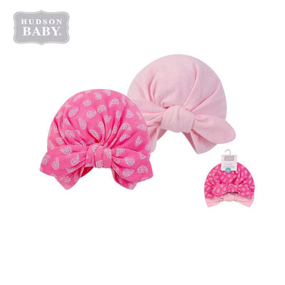 Hudson Baby 2Pc Turban Cap Hat Set 00552CH Pink Paisley - Little Kooma