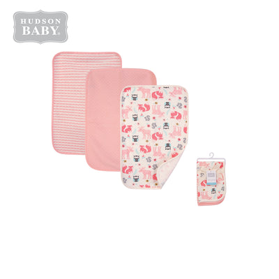 Hudson Baby 3Pc Quilted Burped Cloths 01053CH Girl Forest - Little Kooma
