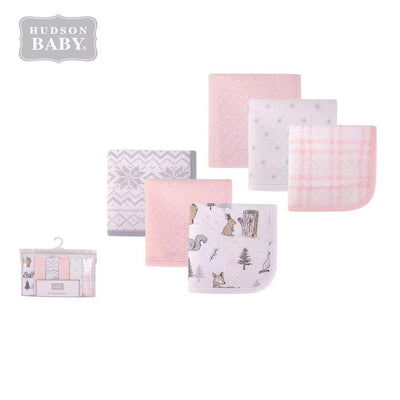 Hudson Baby 6Pc Quilted WashCloths 01068CH Winter Forest - Little Kooma