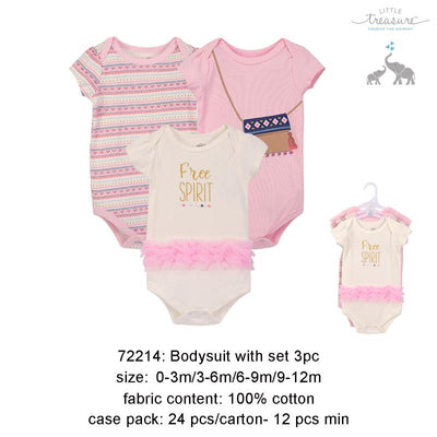 Hudson Baby Bodysuits 3 Piece Pack Free Spirit 72214 - 0512 - Little Kooma