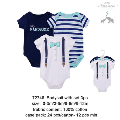 Hudson Baby Bodysuits 3 Piece Pack Mr. Handsome 72748 - 0512 - Little Kooma