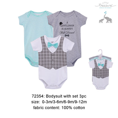 Hudson Baby Bodysuits 3 Piece Pack Well Dressed 72354 - 0512 - Little Kooma