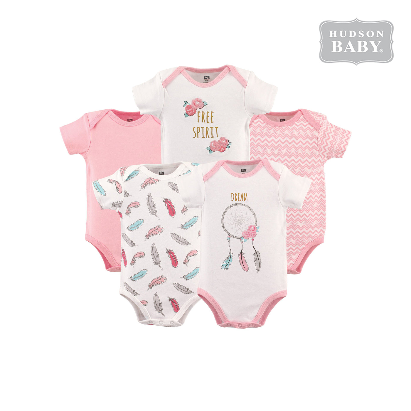 Hudson Baby Bodysuits 5 Piece Pack Dream Catcher 50888 - Little Kooma