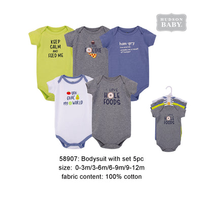 Hudson Baby Bodysuits 5 Piece Pack Food Boy 58907 - 0512 - Little Kooma