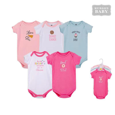 Hudson Baby Bodysuits 5 Piece Pack Food Girl 58914 - Little Kooma