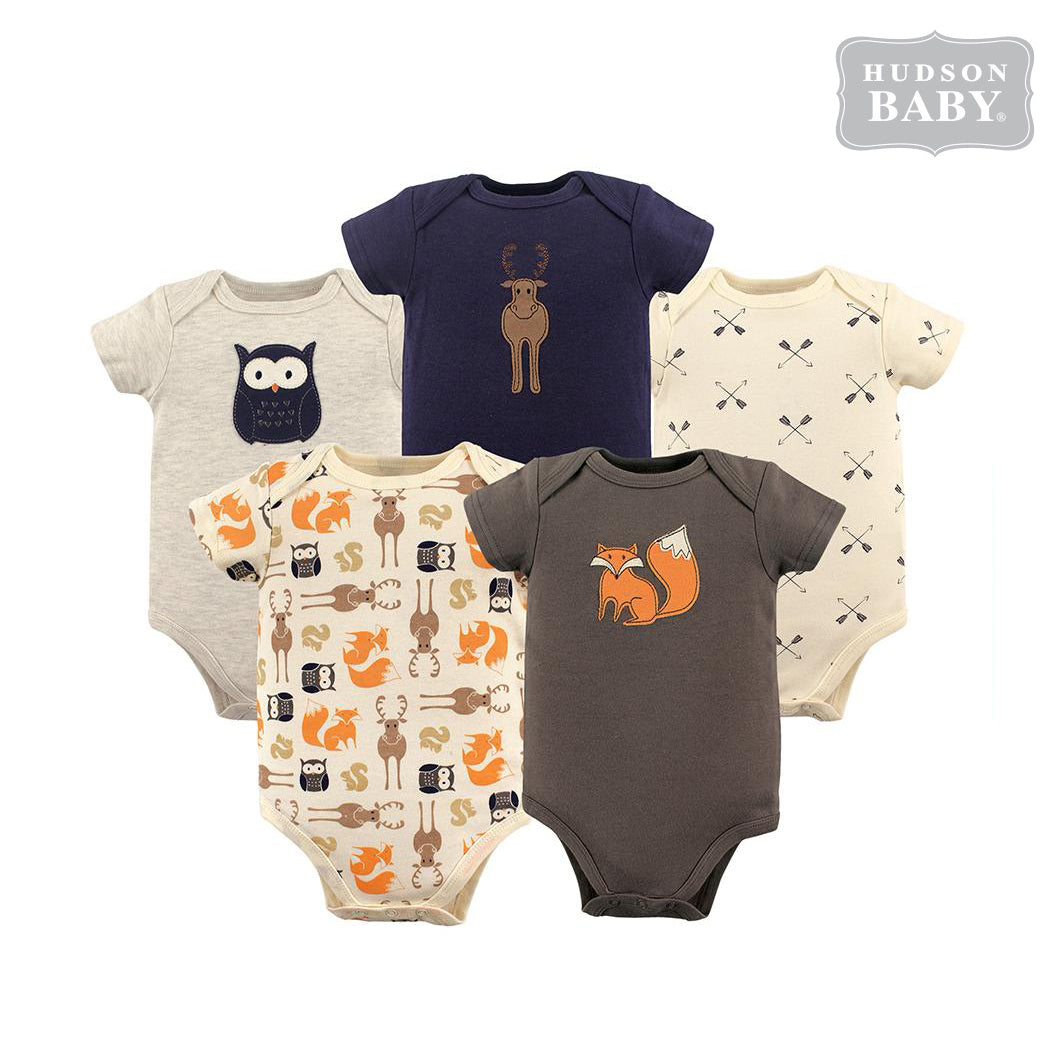 Hudson Baby Bodysuits 5 Piece Pack Forest 51497 - 0801 - Little Kooma
