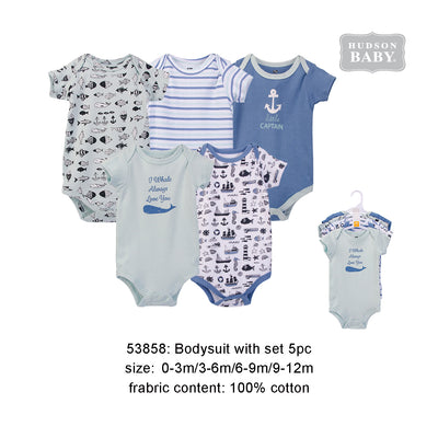 Hudson Baby Bodysuits 5 Piece Pack Nautical 53858- 0512 - Little Kooma