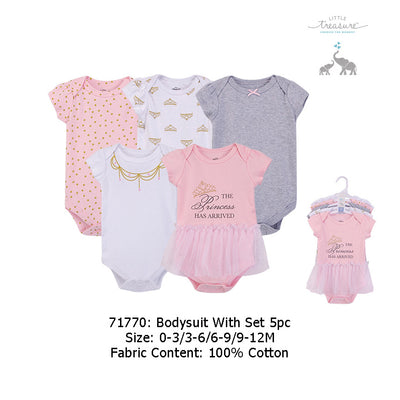 Hudson Baby Bodysuits 5 Piece Pack Princess Girl 71770 - 0512 - Little Kooma