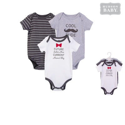 Hudson Baby Boy Bodysuit 3pc Set Short Sleeve Future Ladies Man 57676 - Little Kooma