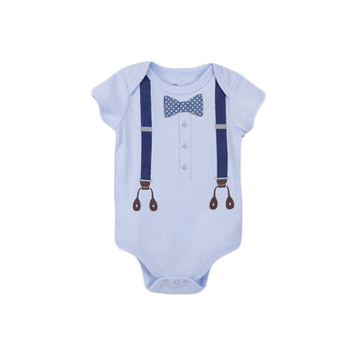 Hudson Baby Boy Bodysuit Short Sleeve Suspenders Bow - Little Kooma