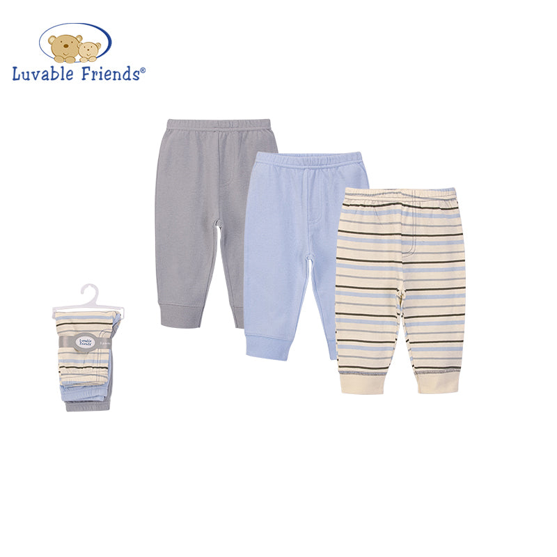 Luvable Friends Baby Boys Pants 3 Pairs Pack 56962 - Little Kooma