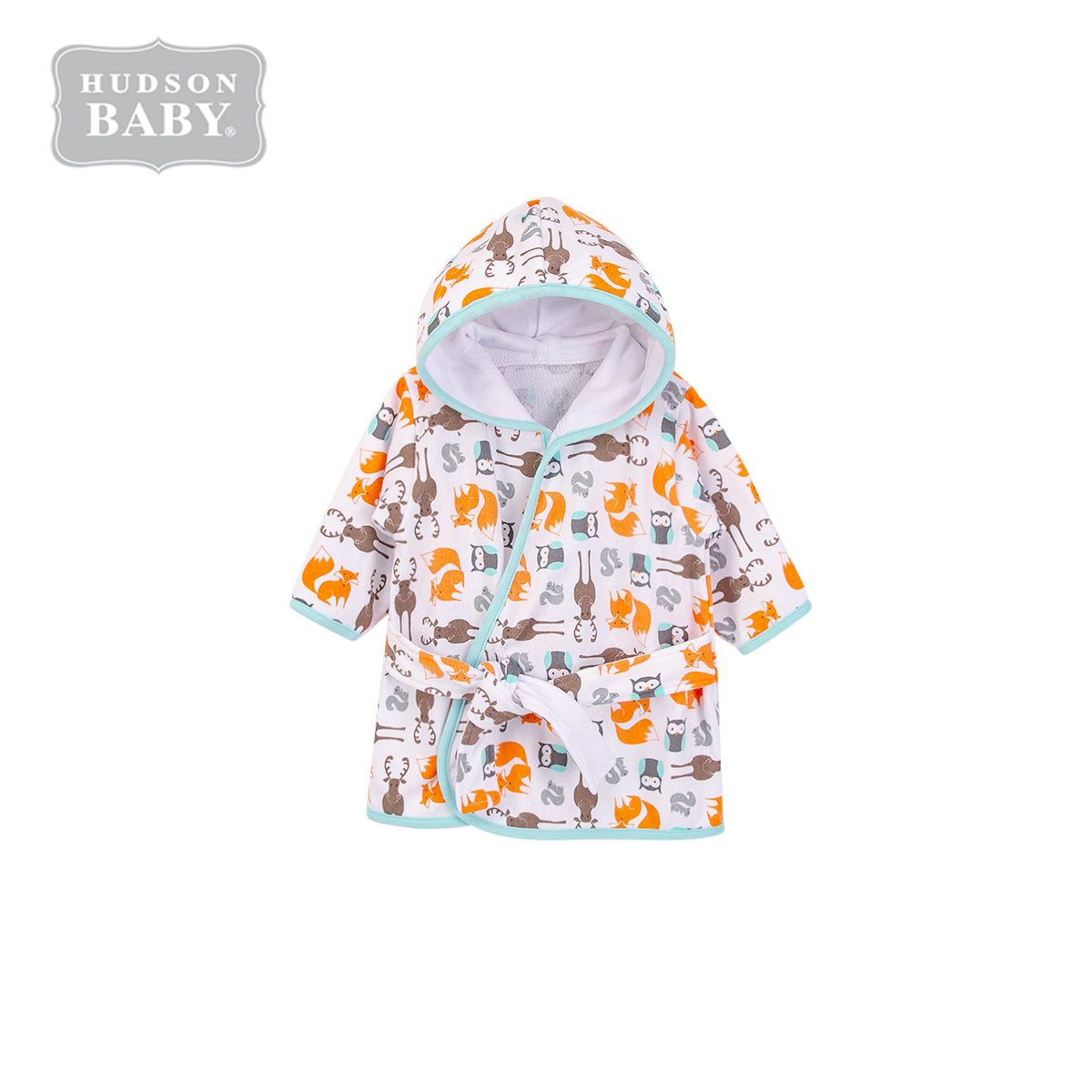 Hudson Baby Cotton Terry Hooded Bathrobe 52397CH Neutral Forest - Little Kooma