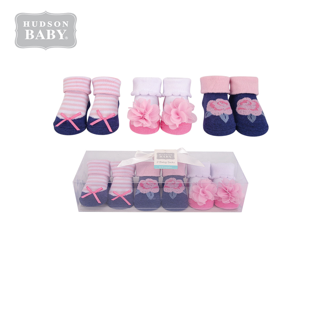 Hudson Baby Girl Newborn Baby 3 Pairs Socks Set 58296 - Little Kooma