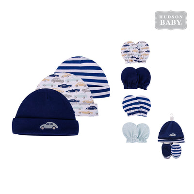 Hudson Baby Hats n Scratch Mittens 7 Pcs Set 51701 - 0528 - Little Kooma