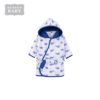 Hudson Baby Cotton Terry Hooded Bathrobe 57883CH Blue Whale - Little Kooma