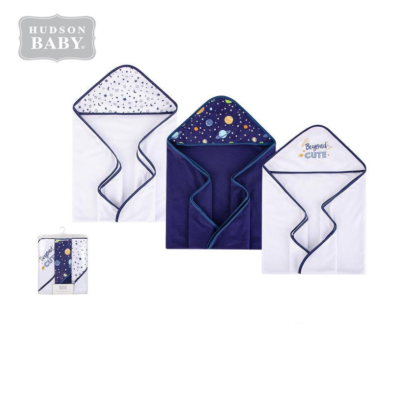 Hudson Baby Knit Terry Hooded Towel Set 3 Piece 52573 Solar System - Little Kooma