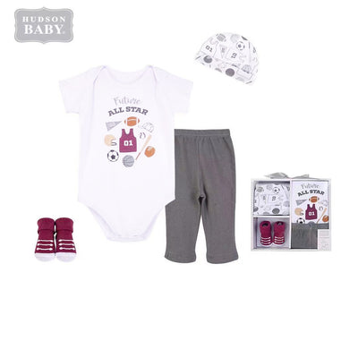 Hudson Baby New Born Baby 4 Piece Layette Gift Set Future All Star 18420 - Little Kooma