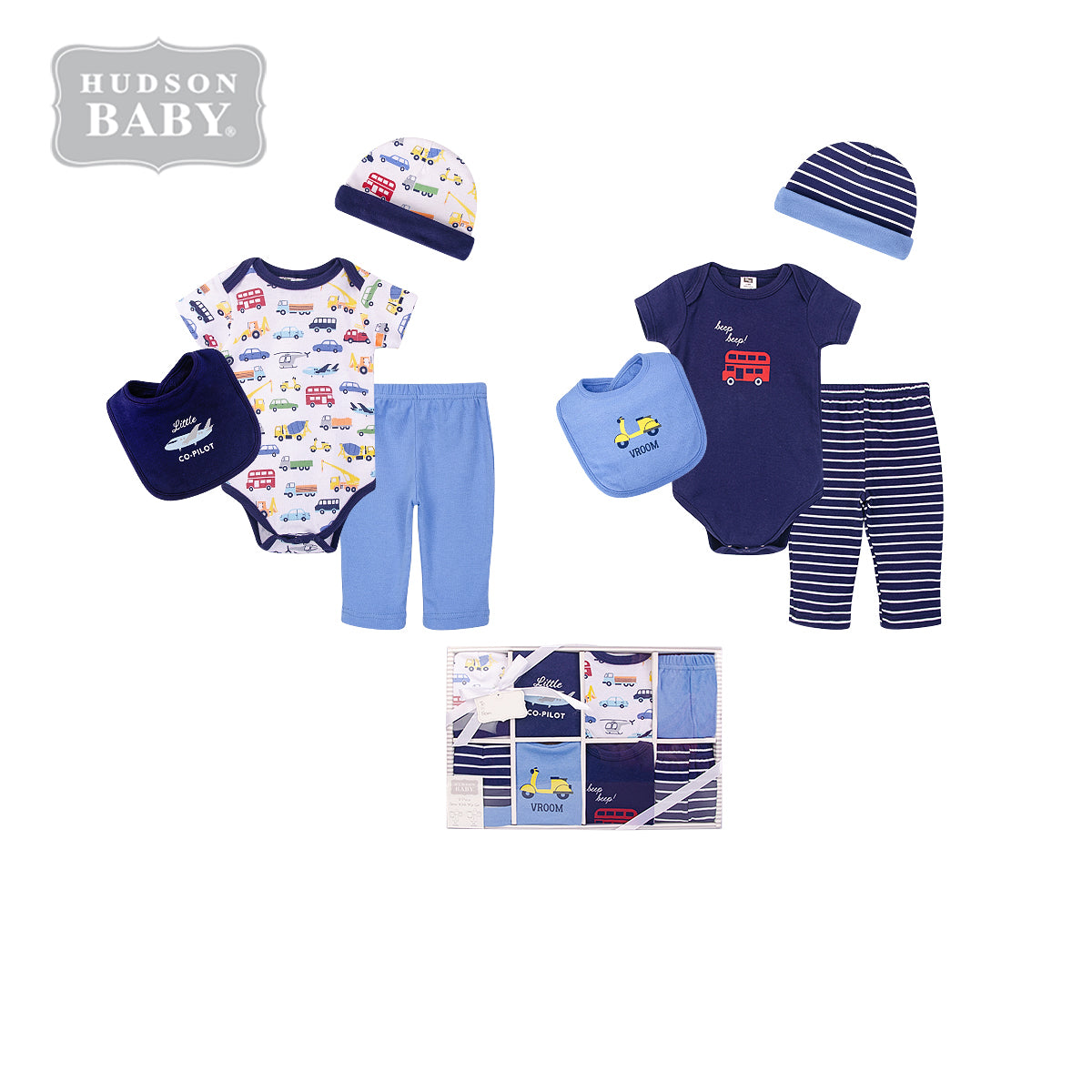 Hudson Baby New Born Baby Boy Clothing Gift Set 8Pcs 10190 - Little Kooma