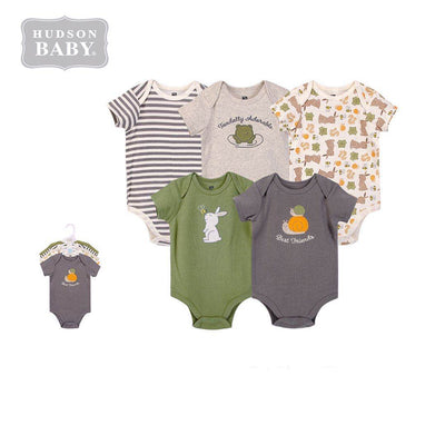 Hudson Baby Short Sleeve Bodysuits 5 Piece Pack Best Friends 52449 - 1116 - Little Kooma