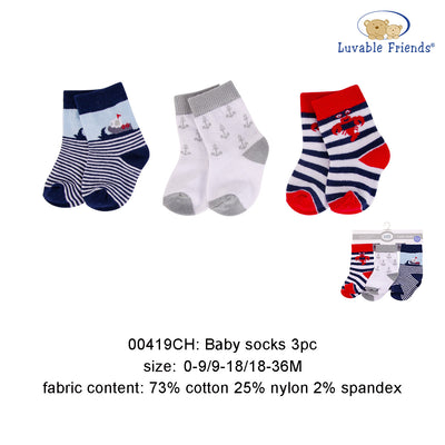 Hudson Baby Socks 3 Pairs Pack Anti-slip  - 0821 - Little Kooma