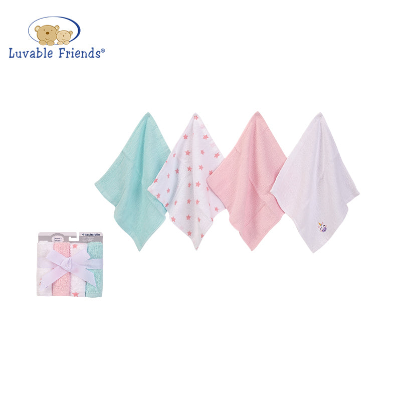 Luvable Friends Baby Washcloth 4pcs Pack 05296 - Little Kooma
