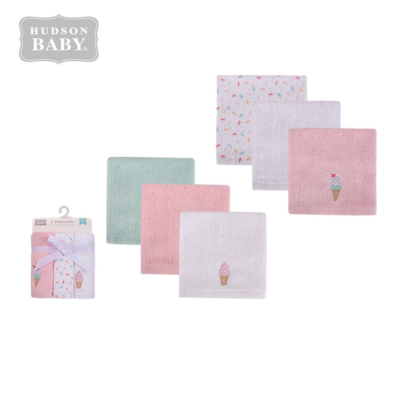 Hudson Baby Woven Terry Washcloths 6pcs Pack 57856 - 0528 - Little Kooma