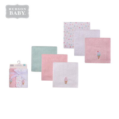 Hudson Baby Woven Terry Washcloths 6pcs Pack 57856 - 0528 - Little Kooma