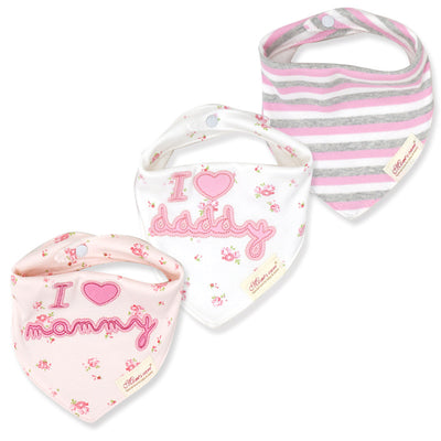 Baby Girl Cotton Towel Bibs 3 Piece Pack - 0719 - Little Kooma
