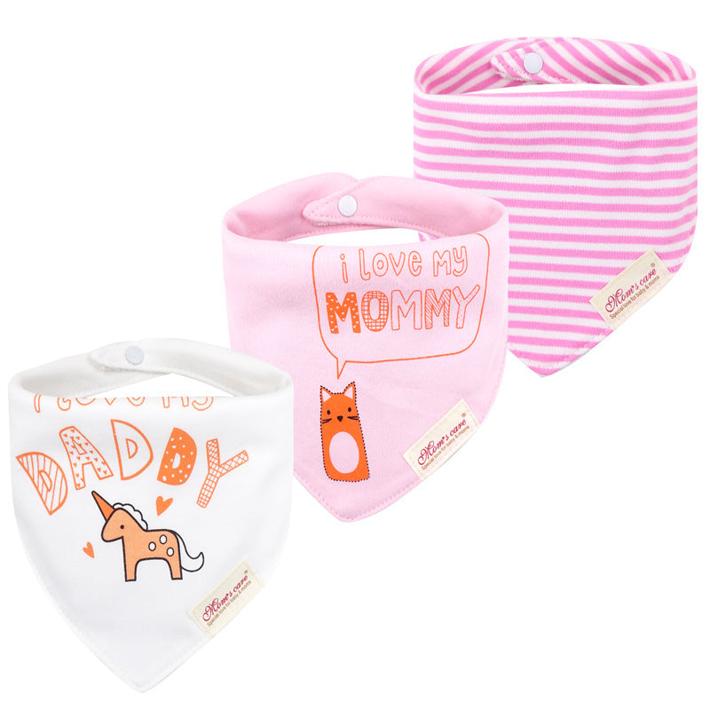 Baby Girl Cotton Towel Bibs 3 Piece Pack - Little Kooma