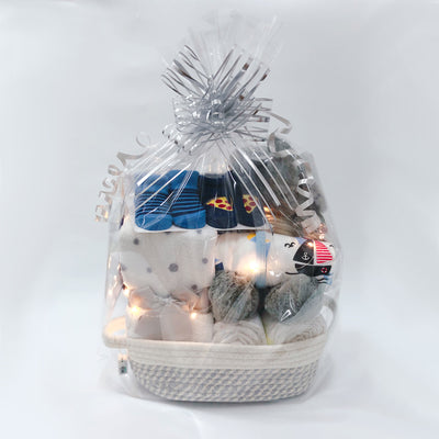 New Born Baby Boy LED Light Diaper Layette Toy Blanket Elephant Shark Sailing Boat Gift Hamper - Little Kooma