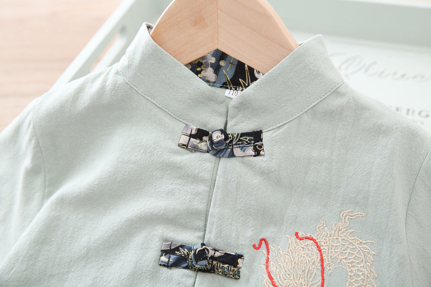 Kids Boys Cheongsam Set Top n Shorts Embroidered Dragon CNY Chinese New Year Outfit - Little Kooma