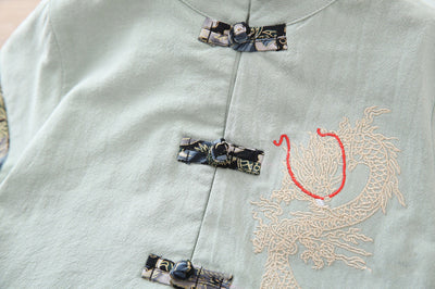 Kids Boys Cheongsam Set Top n Shorts Embroidered Dragon CNY Chinese New Year Outfit - Little Kooma