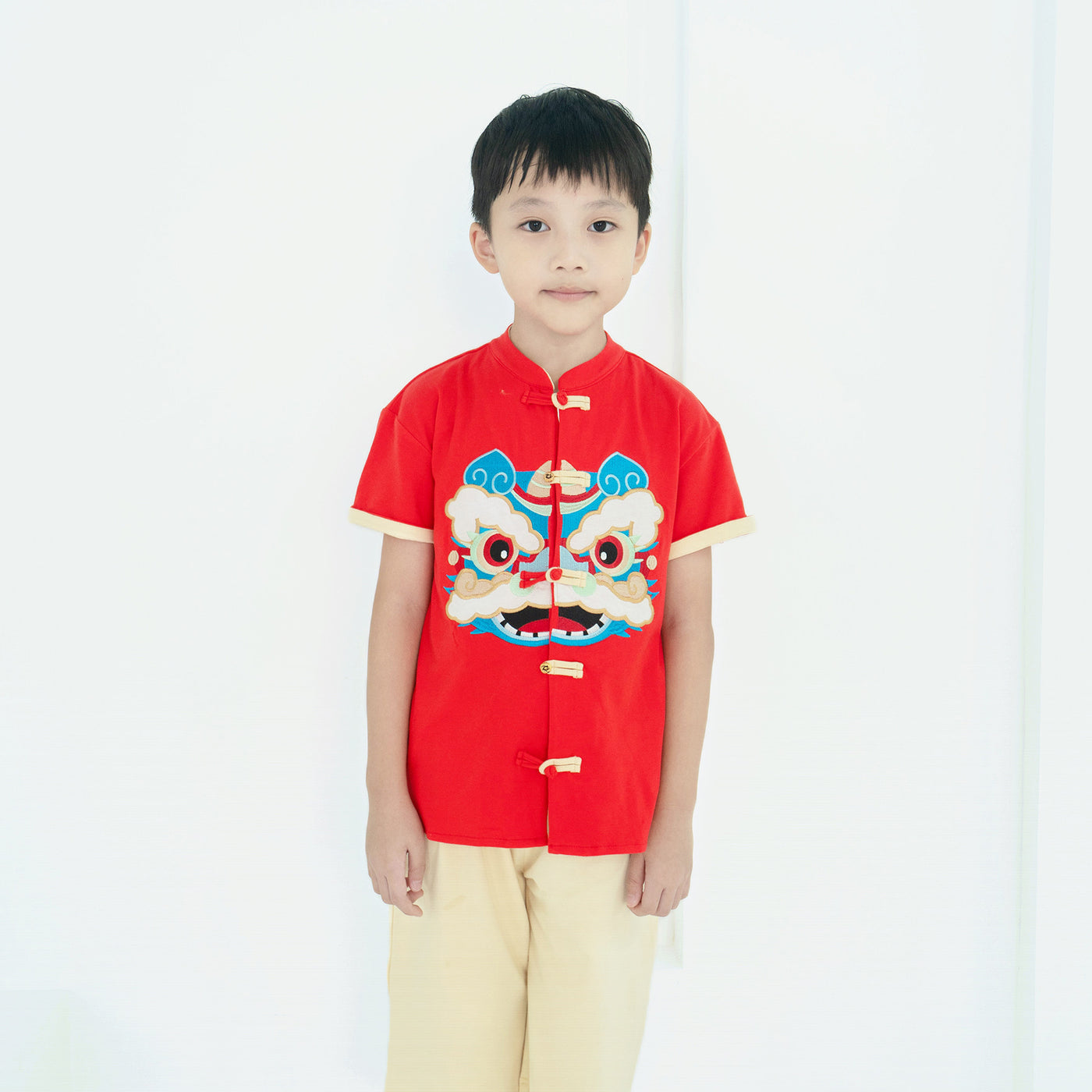 Baby Kids Boys Cheongsam Set Dancing Lion Top n Shorts CNY Chinese New Year Outfit - Little Kooma