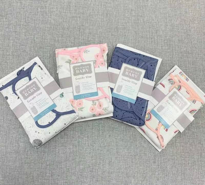 Hudson Baby Cotton Swaddle Wrap Magic Tape 0-3 months 1pc 01222CH Flowers - Little Kooma