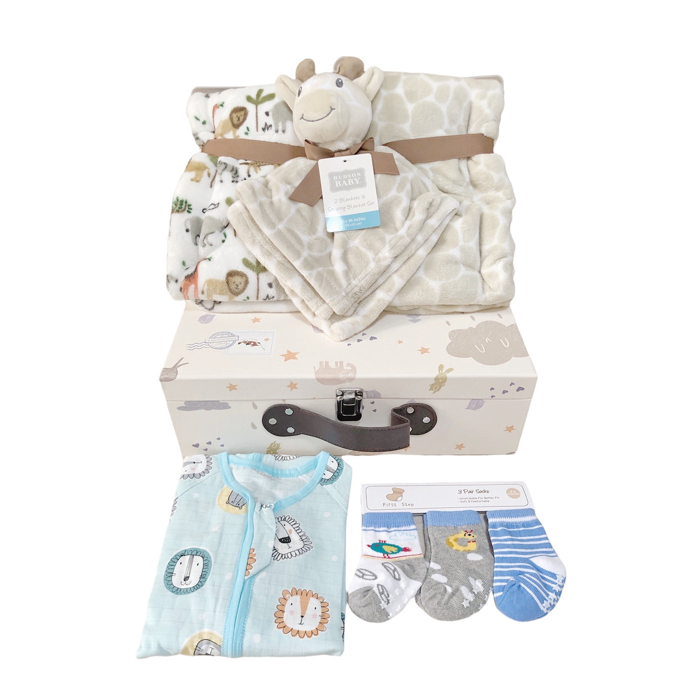 New Born Baby Boy LED Light Gift Box 7 Pcs Giraffe Set - Little Kooma